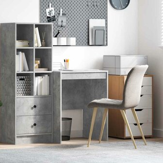 Bureau Beton Grijs 60x50x76 cm Gelaagd Hout 1