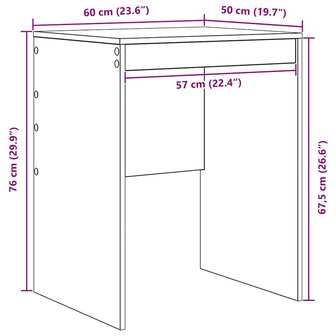 Bureau Beton Grijs 60x50x76 cm Gelaagd Hout 7