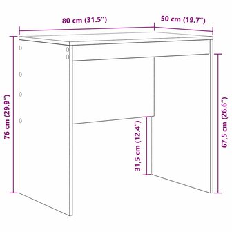 Bureau Wit 80x50x76 cm Kunststof Hout 7