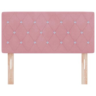 LED Hoofdbord met Kristalknop in Geplooid Roze Velvet, 90 cm 4