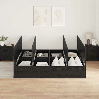 Bedframe met opbergruimte zwart eikenkleurig 200x200 cm 3