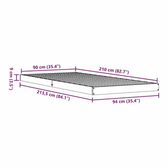 Vloerbedframe massief grenenhout 90x210 cm 7