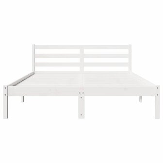 Bedframe met hoofdbord massief grenenhout wit 160x210 cm 4