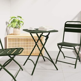 Tuintafel inklapbaar 55x55x73 cm staal donkergroen 1