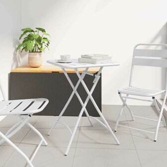 Tuintafel inklapbaar 55x55x73 cm staal wit 1
