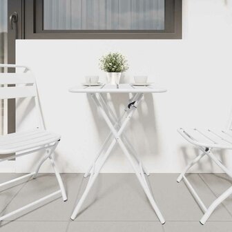 Tuintafel inklapbaar 55x55x73 cm staal wit 2