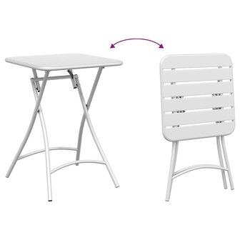 Tuintafel inklapbaar 55x55x73 cm staal wit 8
