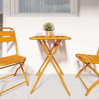 Tuintafel inklapbaar 55x55x73 cm staal mosterdgeel 2