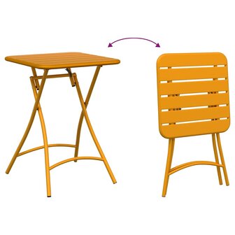 Tuintafel inklapbaar 55x55x73 cm staal mosterdgeel 8