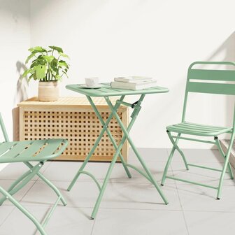 Tuintafel inklapbaar 55x55x73 cm staal lichtmint 1