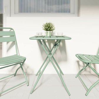 Tuintafel inklapbaar 55x55x73 cm staal lichtmint 2