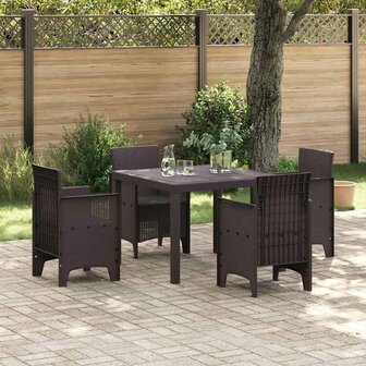 Tuintafel 100x100x73 cm poly rattan bruin 1