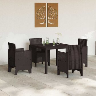 Tuintafel 100x100x73 cm poly rattan bruin 2