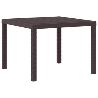 Tuintafel 100x100x73 cm poly rattan bruin 3