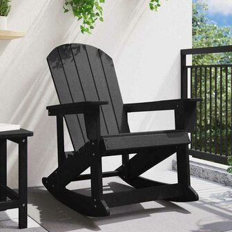 Adirondack Schommelstoel Zwart 73,5x92x90 cm HDPE 2