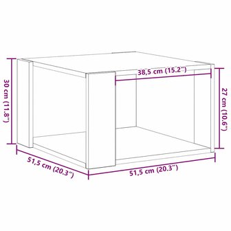 Salontafel Massief Eiken 51,5x51,5x30 cm 8