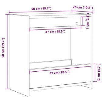 Bijzettafel 50x26x50 cm bewerkt hout zwart eikenkleurig 8