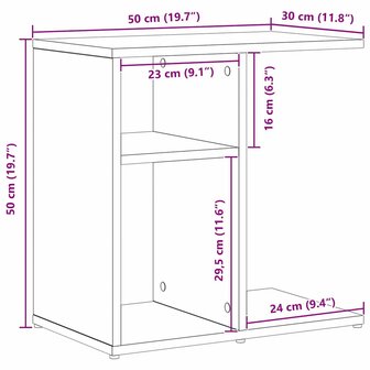 Bijzettafel Zwart Eiken 50x30x50 cm Samengesteld Hout 8
