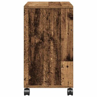 Bijzettafel met wielen 50x30x55 cm bewerkt hout oud houtkleurig 6