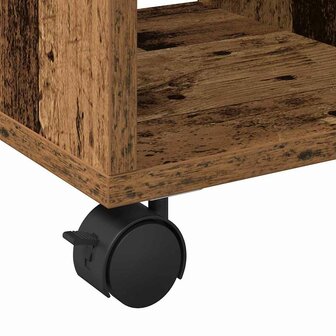 Bijzettafel met wielen 50x30x55 cm bewerkt hout oud houtkleurig 8