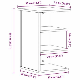 Bijzetkast 35x35x55 cm bewerkt hout zwart eikenkleurig 8