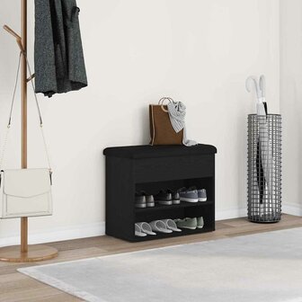 Opslagbank 60x30x48 cm bewerkt hout zwart eikenkleurig 1