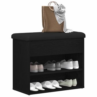 Opslagbank 60x30x48 cm bewerkt hout zwart eikenkleurig 2
