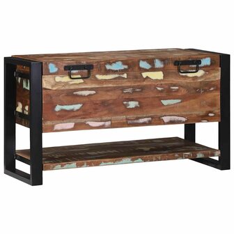 Opbergkist 80x35x45 cm massief ruw gerecycled hout meerkleurig 1