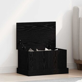 Opbergkist 50x30x28 cm bewerkt hout zwart eikenkleurig 1