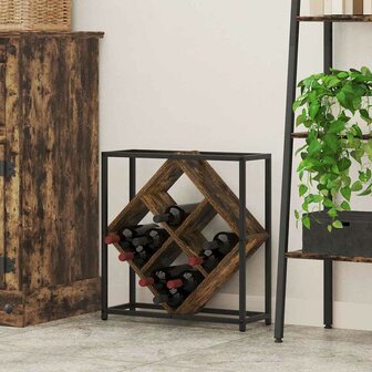 Wijnrek 51x18x52,5 cm bewerkt hout gerookt eikenkleurig 1