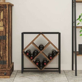 Wijnrek 51x18x52,5 cm bewerkt hout oud houtkleurig 3