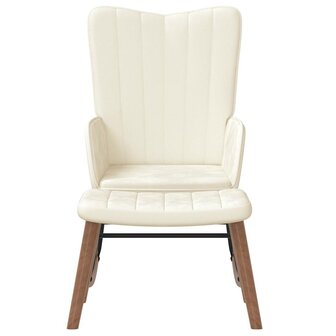 Schommelstoel met voetenbank fluweel cr&egrave;mewit 3