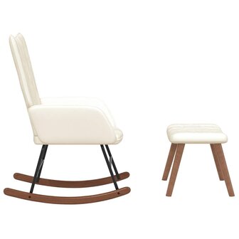 Schommelstoel met voetenbank fluweel cr&egrave;mewit 6