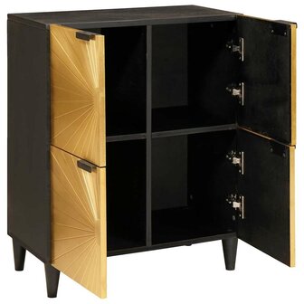 Bijzetkast Zwart en Goud 60 x 33.5 x 75 cm massief mangohout 2