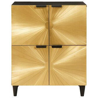 Bijzetkast Zwart en Goud 60 x 33.5 x 75 cm massief mangohout 3