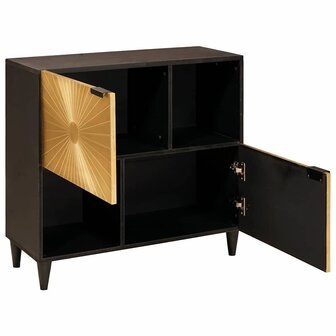 Bijzetkast Zwart en Goud 80 x 33.5 x 75 cm massief mangohout 2