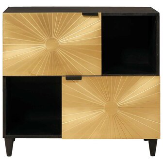 Bijzetkast Zwart en Goud 80 x 33.5 x 75 cm massief mangohout 3