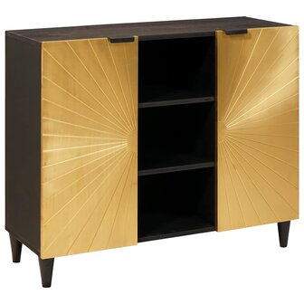 Bijzetkast Zwart en Goud 90 x 33.5 x 75 cm massief mangohout 1