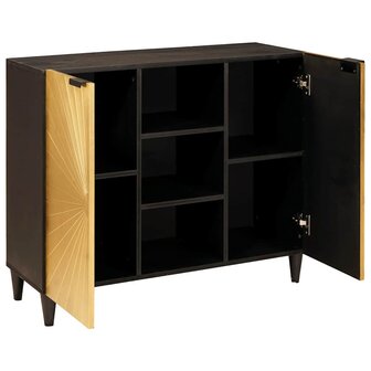 Bijzetkast Zwart en Goud 90 x 33.5 x 75 cm massief mangohout 2