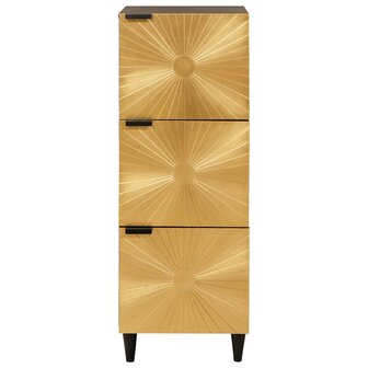 Bijzetkast Zwart en Goud 40 x 33.5 x 110 cm massief mangohout 3