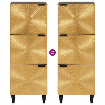 Bijzetkast Zwart en Goud 40 x 33.5 x 110 cm massief mangohout 9