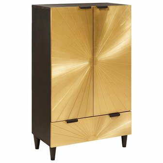 Bijzetkast Zwart en Goud 60 x 33.5 x 100 cm massief mangohout 1