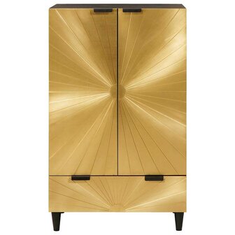 Bijzetkast Zwart en Goud 60 x 33.5 x 100 cm massief mangohout 3