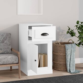 Bijzetkast met lade 40x50x75 cm bewerkt hout wit 3