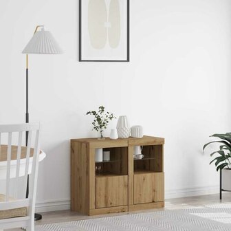 Bijzetkast 2 pcs artisanaal eikenkleurig 41 x 37 x 67 cm 1