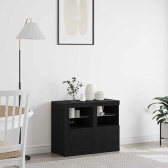 Bijzetkast 2 pcs Zwart eiken 41 x 37 x 67 cm Bewerkt hout 1
