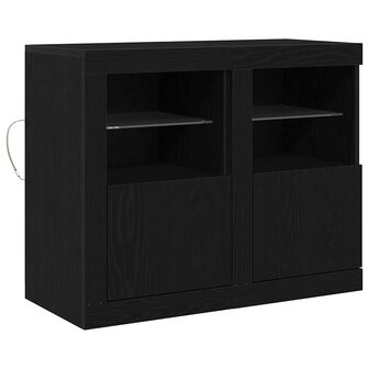 Bijzetkast 2 pcs Zwart eiken 41 x 37 x 67 cm Bewerkt hout 2