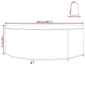 Buitenmeubelhoes Zwart 244 x 244 x 71 cm 210D oxford stof 9