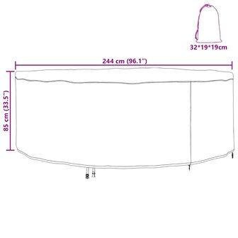 Buitenmeubelhoes Zwart 244 x 244 x 85 cm 420D oxford stof 9