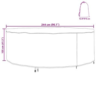 Buitenmeubelhoes Zwart 244 x 244 x 105 cm 210D oxford stof 9
